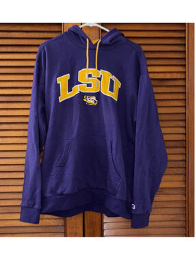 LSU Tigers Champion Authentic Athleticwear Purple Hooded Sweatshirt Adult Size L